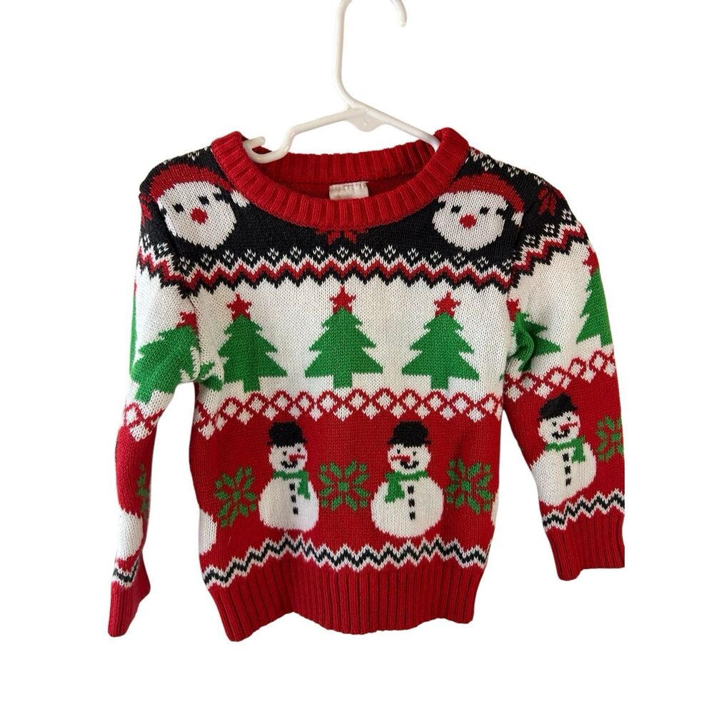 Holiday Time Snowman Christmas‎ Sweater red ugly child’s 2t